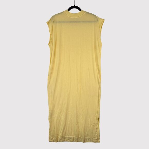 Free People FP Beach Womens Dress Yellow All Day Long Midi T Shirt Slit Medium - Picture 3 of 11